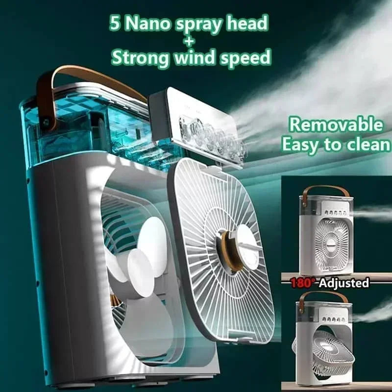 Portable 3-in-1 Air Cooler, Humidifier & Fan with LED Night Light
